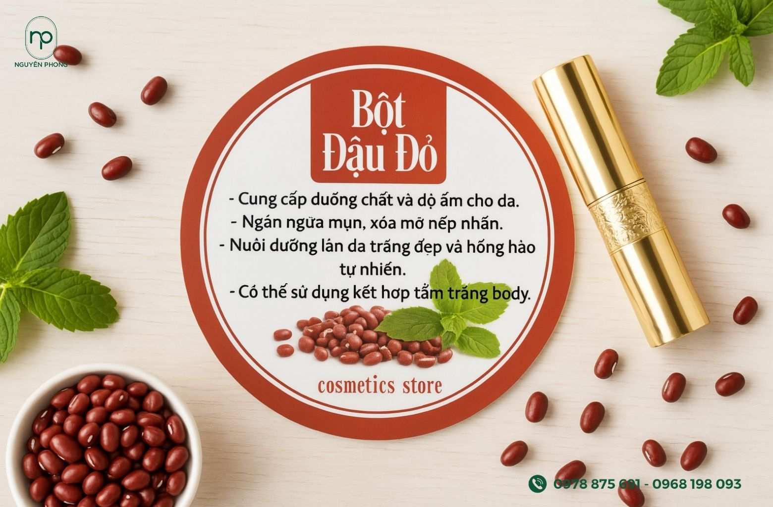 Tem bột đậu đỏ hình tròn